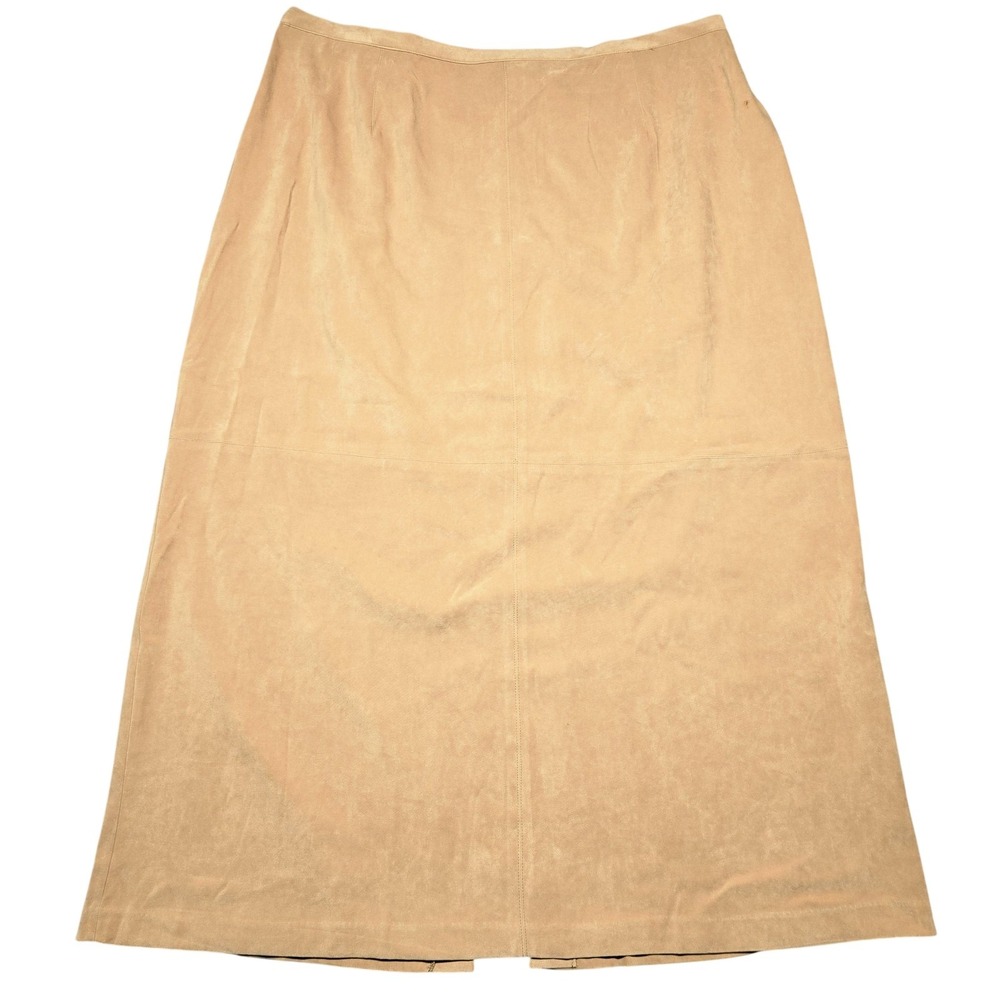 Norton McNaughton Woman Skirt Womens 22W Beige Stretch Lined Faux Suede Pencil